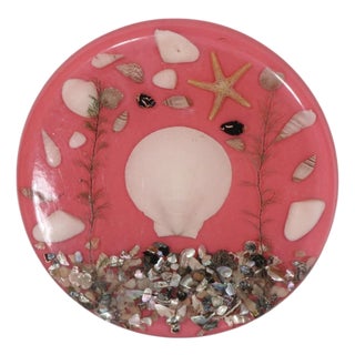 Vintage Lucite Trivet With Sea Shells For Sale