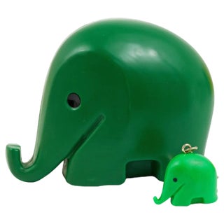Green Elephant Drumbo Money Bank attributed to Luigi Colani for Dresdner Bank, 1970s For Sale