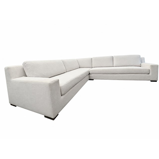 Rh Modena Track Arm Left-Arm Bench-Cushion L-Sectional – Perennials Performance Textured Linen Weave in Mist For Sale - Image 15 of 18