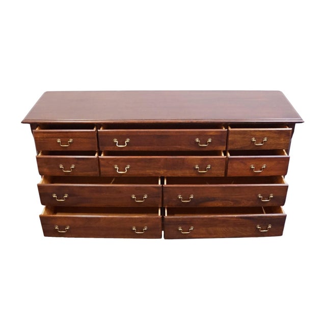 1990s Cresent Furniture Solid Cherry Traditional Style 68" Triple Dresser 7268 For Sale - Image 5 of 13