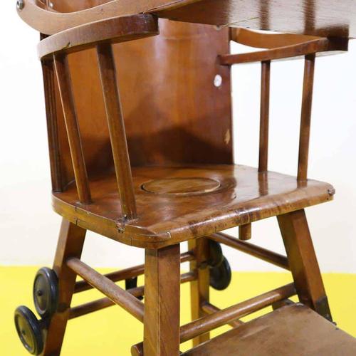 Wooden Children's High Chair with Tray and Footrest For Sale - Image 4 of 13