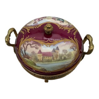 19th-Century French Sèvres Porcelain & Gilt Bronze Ormolu Covered Compote For Sale