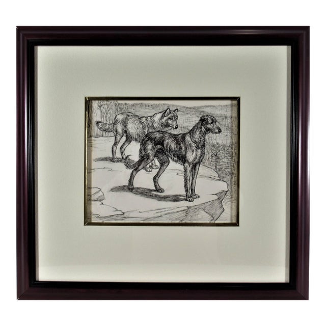 Margaret Sweet Johnson, Two Dogs on the edge of a Cliff, Circa 1930 For Sale