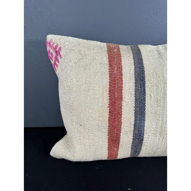 Contemporary Turkish Hemp Pillow Cushion Natural Beige Orange Pillow Cushion Cover 16" x 24" For Sale - Image 3 of 4