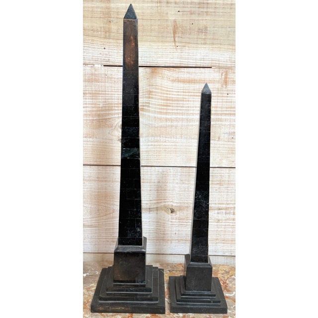 Pair of Graduated Tessellated Specimen Marble Obelisks by Maitland-Smith For Sale - Image 4 of 14