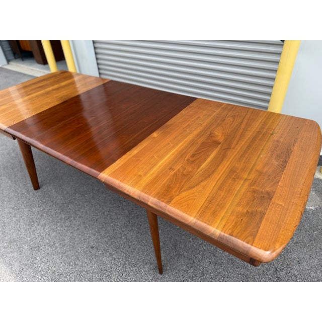 Mid-Century Modern 1950's Solid Walnut Dining Table + Leaves + Pad Protector by Bissman Furniture For Sale - Image 15 of 18