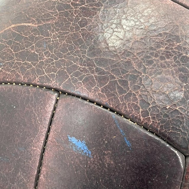 Vintage Mahogany Leather Medicine Ball, 1930s For Sale - Image 6 of 10