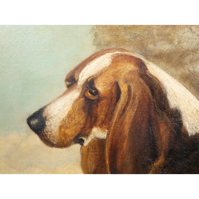 Brown English Oil on Canvas Painting Depicting a Bloodhound Dog, Signed and Dated For Sale - Image 8 of 12