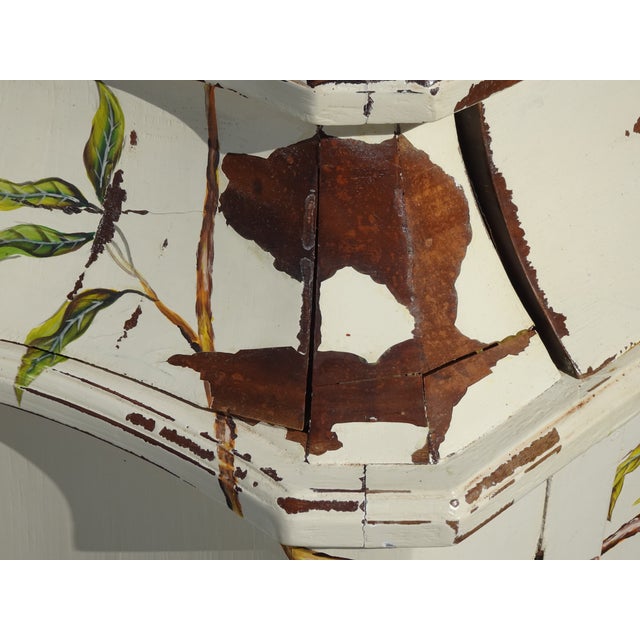 Vintage French Provincial Hand Painted White Floral W Birds Credenza Side Table For Sale - Image 16 of 18
