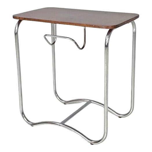 Mid-Century Italian Modern Wood and Metal Coffee Table with Newspaper Hook, 1950s For Sale