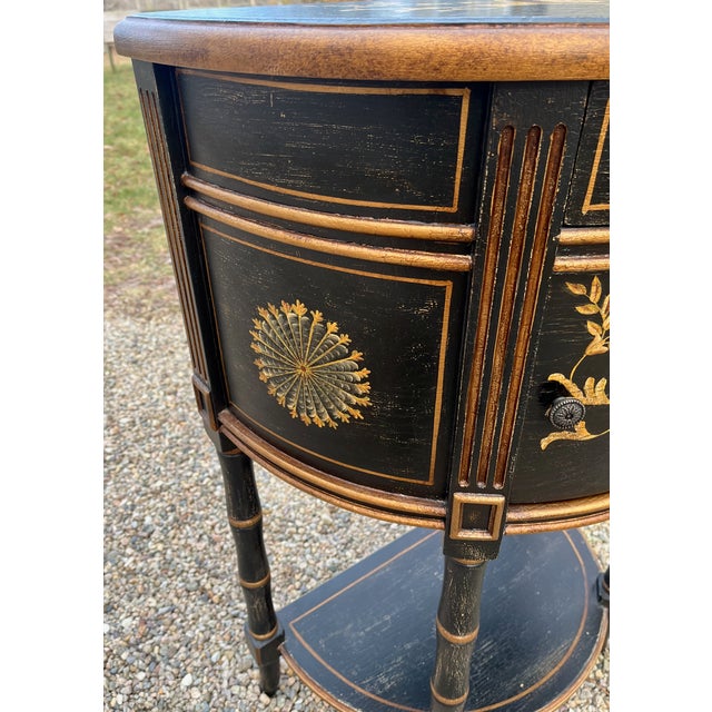 Entryway Table Chinoiserie Imperial Black Lacquer Gold Decorations For Sale - Image 4 of 10