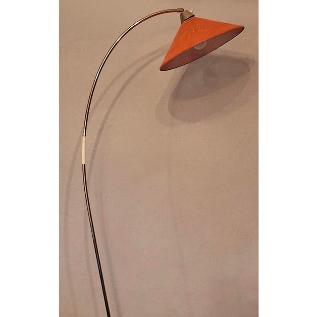 Mid-Century Modern Brass and Perforated Metal Arc Floor Lamp, 1960s For Sale - Image 4 of 12