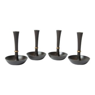 Dansk Jens Quistgaard Iron and Brass Candlestick Holders, Set of 4 For Sale