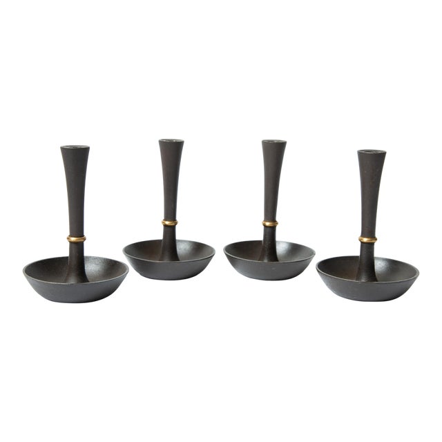 Jens Quistgaard Cast Iron Candle Holders for Dansk, Set of 4 For Sale