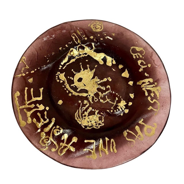 (after) Salvador Dali, Salvador Dali Daum Pate de Verre with Gold, Glass Plate Sculpture Crystal Art, c.1970 For Sale - Image 13 of 18