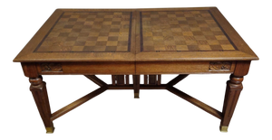 Extendable Wooden Table with Marquetry Top