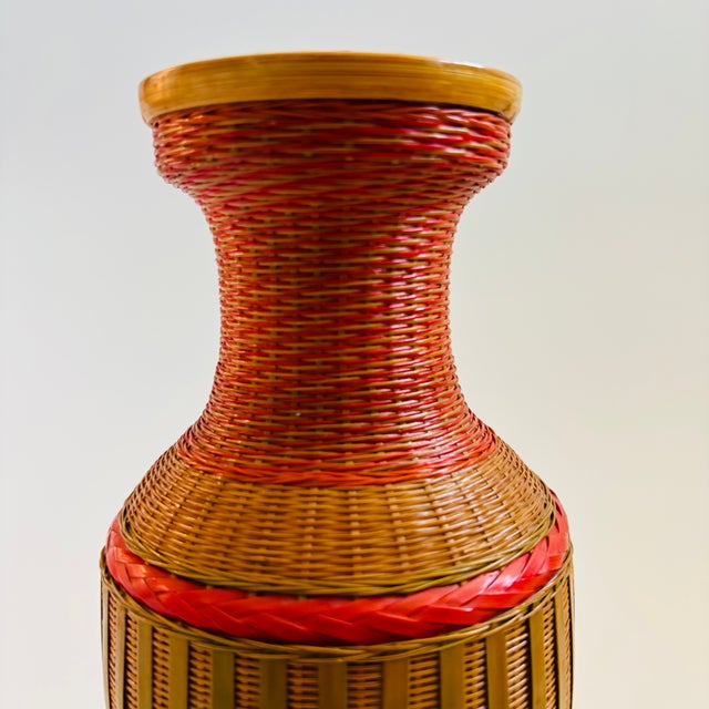 Wicker Vase With Ceramic Interior For Sale - Image 4 of 6