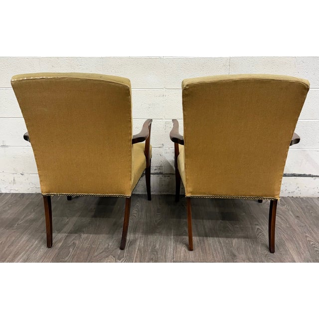 Vintage Mid Century Modern MCM Needlepoint Armchairs - Pair For Sale - Image 10 of 13