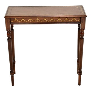 Vintage Georgian Style Leather Top Console Table, 1950 For Sale