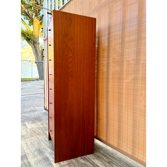 Mid Century Danish Modern Teak Highboy / Lingerie Chest of Drawers. Circa 1970s For Sale - Image 17 of 18