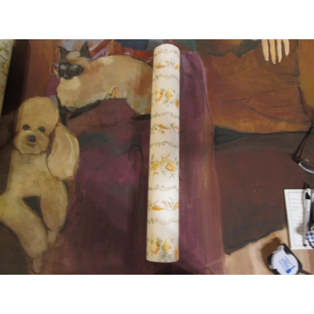 Vintage 1980s Striped Orange Floral Motif Wallpaper For Sale - Image 6 of 8