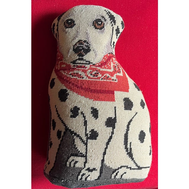 Vintage Wool Dalmatian Needlework Needlepoint Dog Pillow or Doorstop For Sale - Image 16 of 16