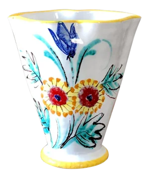 Vintage Italian Pottery Floral Fan Vase