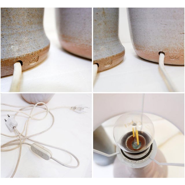 Mid-Century Modern Vintage Two-Tone Finish Ceramic Table Lamps, 1980s, Set of 2 For Sale - Image 3 of 12