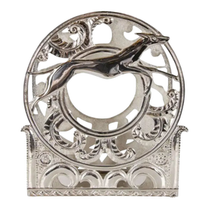 1930s Art Deco Nickeled Leaping Greyhound Magazine Stand
