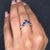 Metal Flanked Diamonds & 1.46ct Blue Sapphire Chevron 'V' Ring Size 7 For Sale - Image 7 of 14