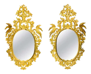 Chippendale Style Console, Wall or Over the Mantle Mirrors, a Pair Italian