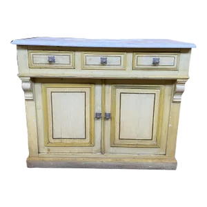 19th Century French Marble Countertop Sink Cabinet