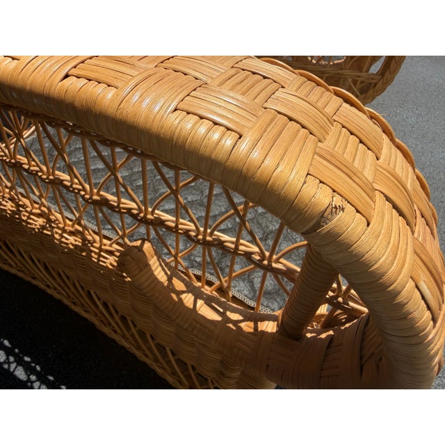 Vintage Henry Link Woven Rattan and Wicker Lounge Chairs, a Pair For Sale - Image 15 of 18