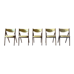 Mid 20th Century Set 5 Mid-Century Folding Chairs by Norquist Coronet Wonderfold Chairs