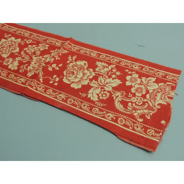 French Vintage Red and Yellow Floral French Printed Ribbon For Sale - Image 3 of 4