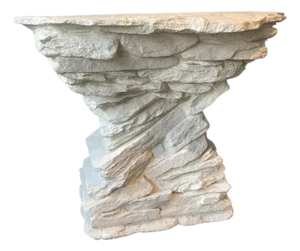 Sirmos 1970s White Quarry Rock Plaster Console After Emilio Terry