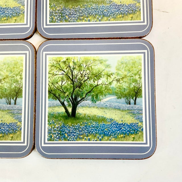1970s 1970s Vintage Boho Chic Texas Bluebonnet Coasters - Set of 6 For Sale - Image 5 of 10