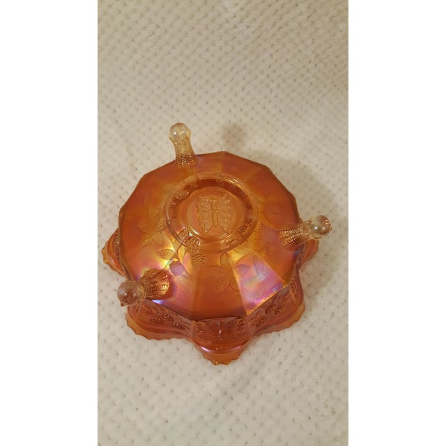 Farmhouse Fenton Marigold Butterfly And Berry Bowl For Sale - Image 3 of 6