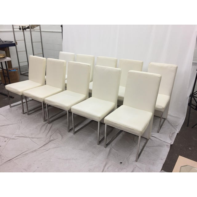 Modern White Vinyl & Chrome Dining Chairs Set of 10 Chairish