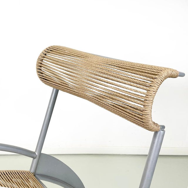 Metal Italian Modern Juliette Chair in Rope and Gray Steel attributed to Massimo Iosa-Ghini, 1990s For Sale - Image 7 of 15