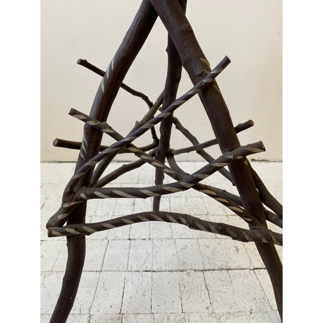 Vintage Adirondack Twig Table With Silver Painted Details, Circa 1940s ...