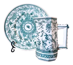 Portuguese Berardos Hand-Painted Charger and Pitcher Set