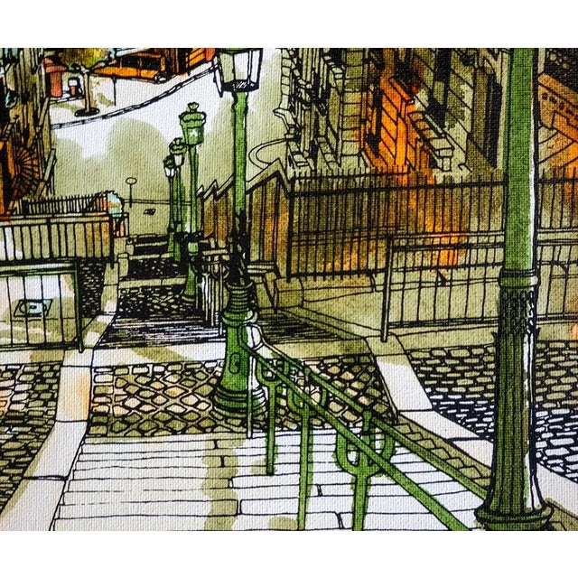 Paris Steps, a Signed, Framed Original in and Acrylic Paint on Canvas For Sale - Image 4 of 6
