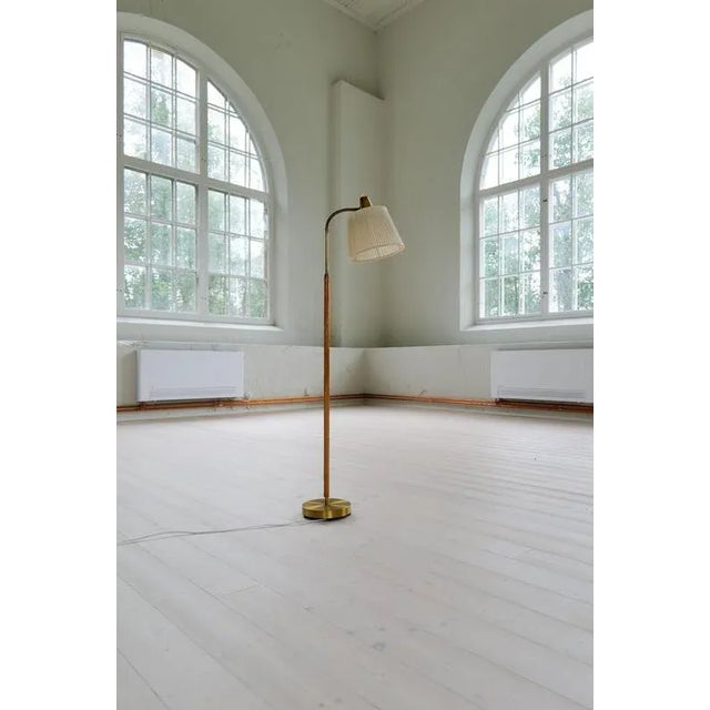 Mid-Century Modern Brass and Brown Leather Floor Lamp from Falkenbergs Belysning, Sweden, 1960s For Sale - Image 9 of 18