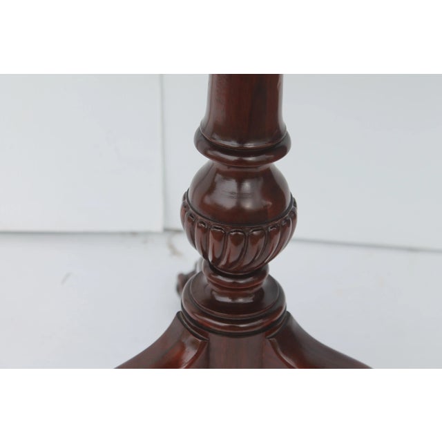 1940's Chippendale Style Carved Mahogany Pie Crust Carved Baluster, Ball/ Claw Foot Accent Table For Sale - Image 10 of 11