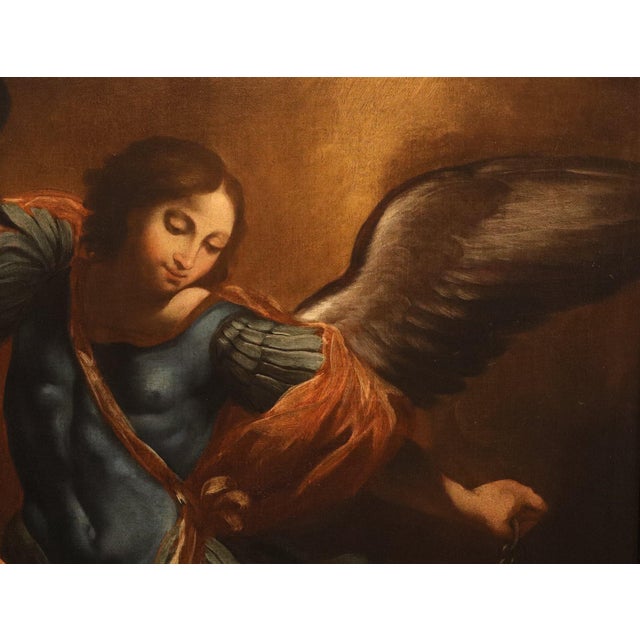 Follower of Guido Reni, Archangel Michael, 1700, Oil on Canvas For Sale - Image 11 of 16