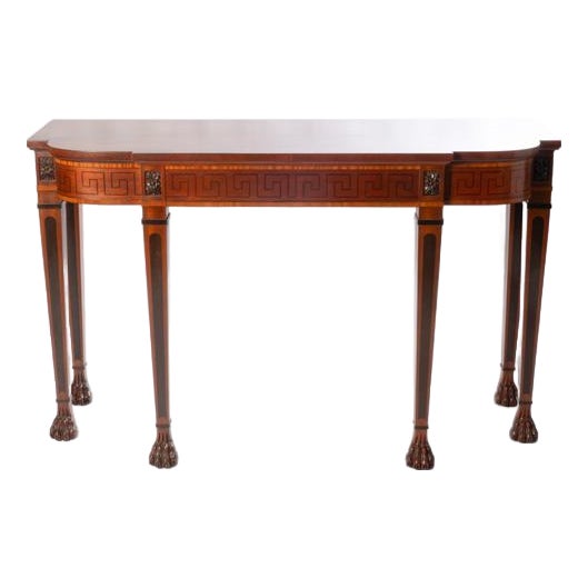 Baker Mahogany Neoclassical Style Paw Foot Console Table For Sale
