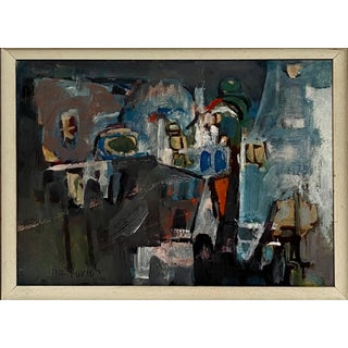 Zvi Mairovich, Polish Israeli Abstract Vibrant Cityscape Tel Aviv Modernist Painting Mairovich, c.1950's For Sale