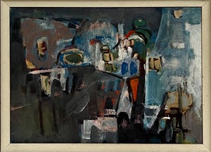Zvi Mairovich, Polish Israeli Abstract Vibrant Cityscape Tel Aviv Modernist Painting Mairovich, c.1950's