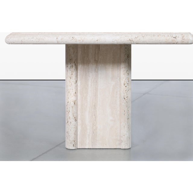 Vintage Italian Modern Travertine Side Tables With Bullnose Edge, 1980s For Sale - Image 9 of 13
